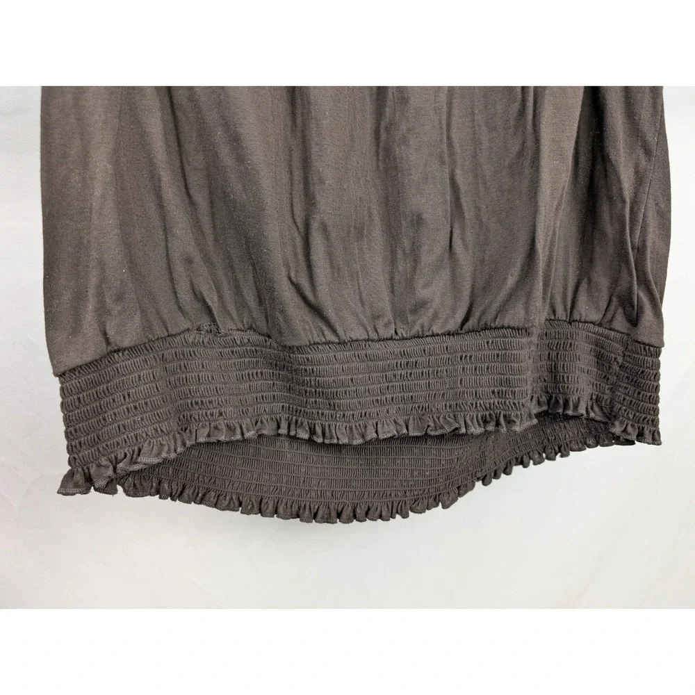 Y2K Lace Up Smocked Tank Size 2X Chocolate Brown Crochet Back Grunge Festival‎